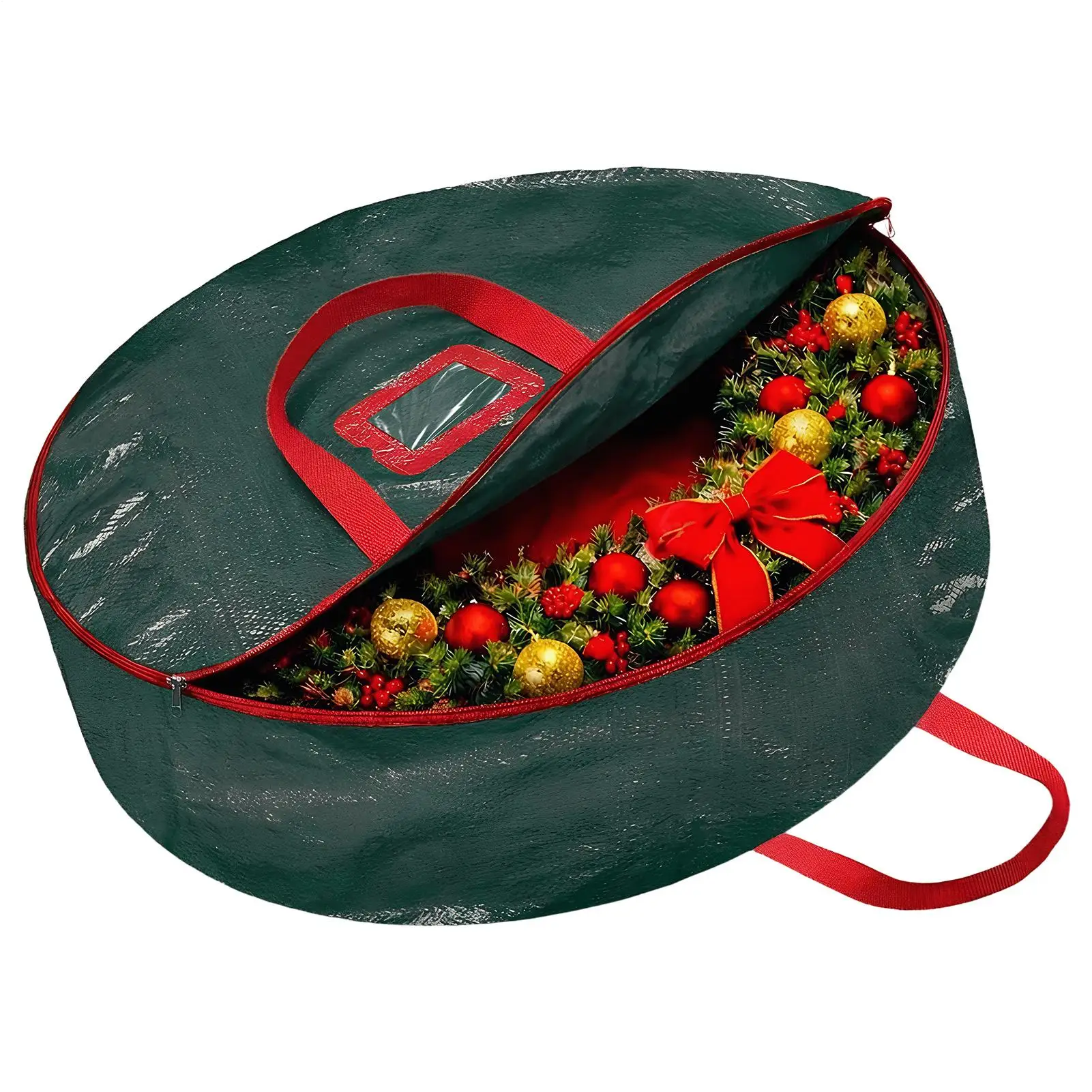 

30-inch Christmas Wreath Storage Container PE Waterproof Fabric Zippered Box Christmas Wreath Storage With Reinforced Handles