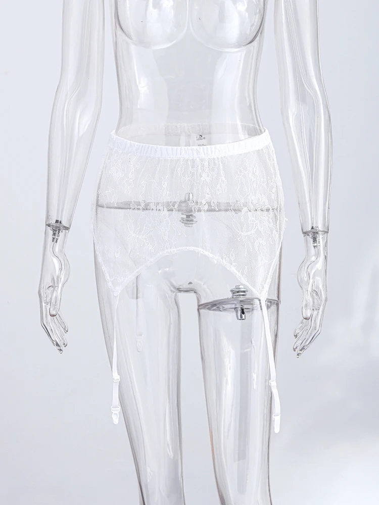 Hochgeschnittener Rock mit Spitzenbesatz und Po-Flap für Damen, Sexy Rockverlängerung, Transparenter Blumenmuster-Overlay-Rock mit Taillenbund, Damen-Partykleidung – Detail 8
