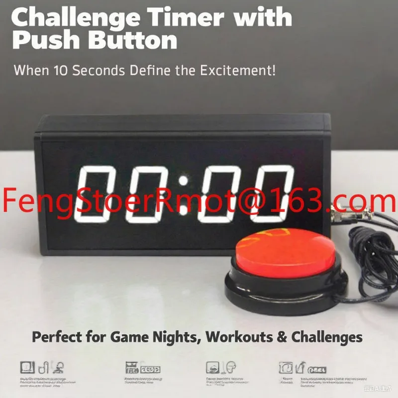 Stopwatch USB powered, red start/stop button controls LED countdown timer for retirement activities