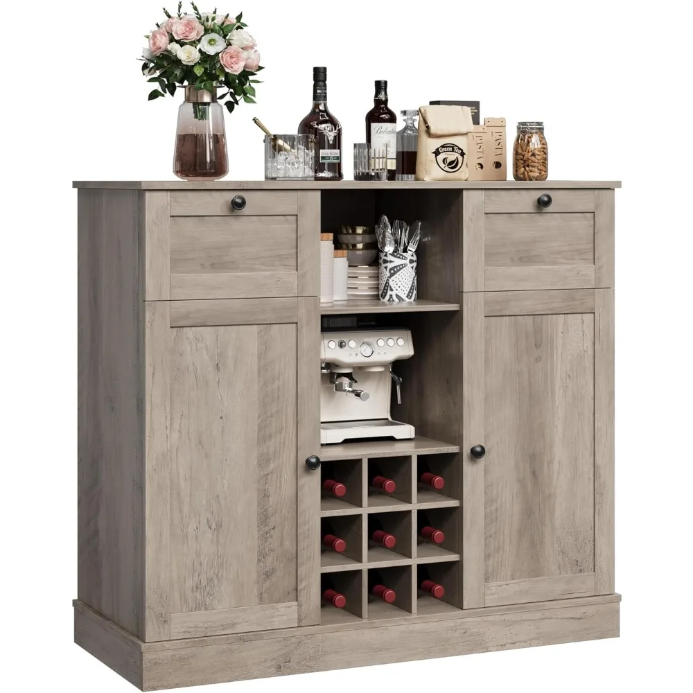 

Wine Cabinets with LED Lights, 42.5" Buffet Cabinet with Storage and Wine Rack, Storage Shelves, Wine Cabinets