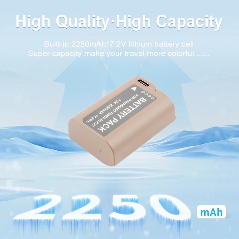 2250mAh TDMW-BLK22 DMW BLK22 Battery TYPE-C Rechargeable Battery for Panasonic Lumix DC-S5 DC-S5 II DC-S5 IIX GH5 II GH6 S5II