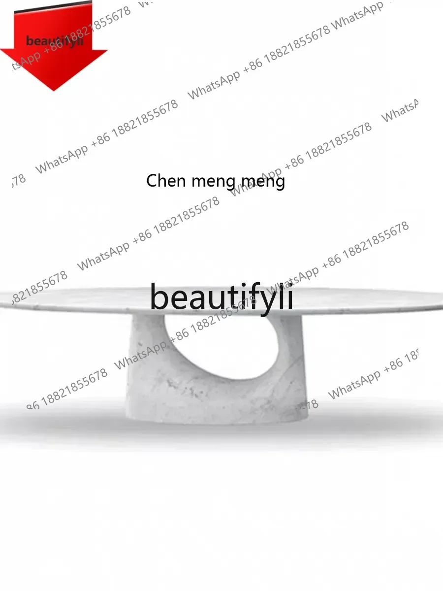 B32 Italian natural marble coffee table living room  oval coffee table long dining table