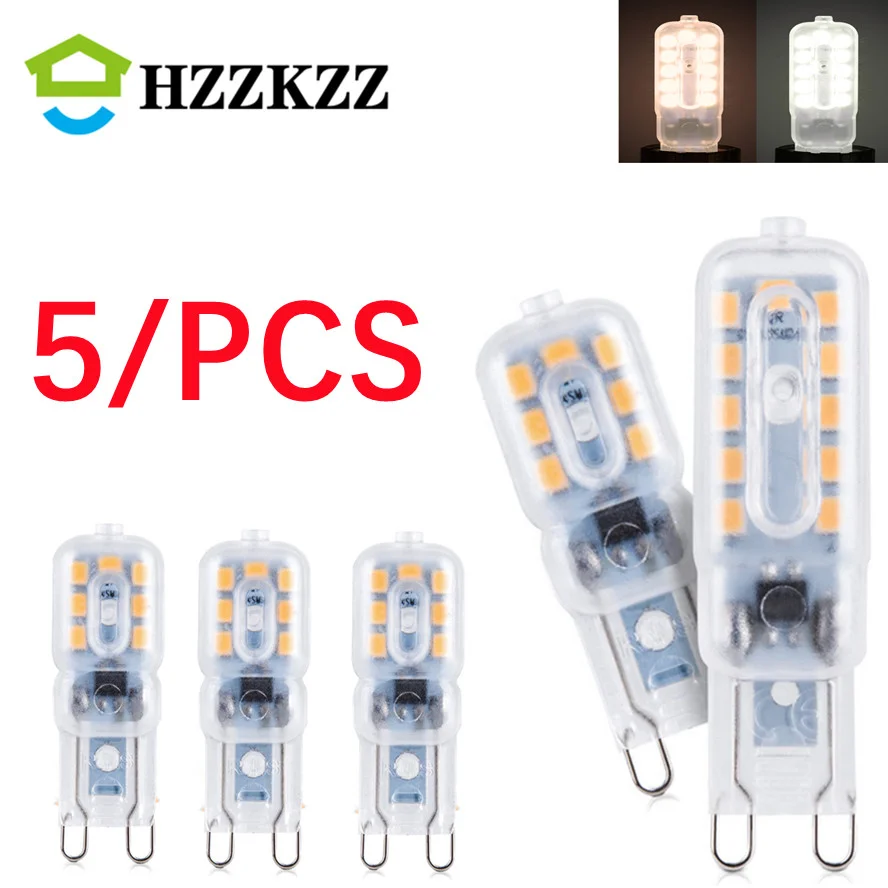 

5Pcs AC220V G9 LED Light Dimmable bulb 3W 5W SMD 2835 Spotlight For Crystal Chandelier Replace 20W 30W Halogen Lamp Lighting