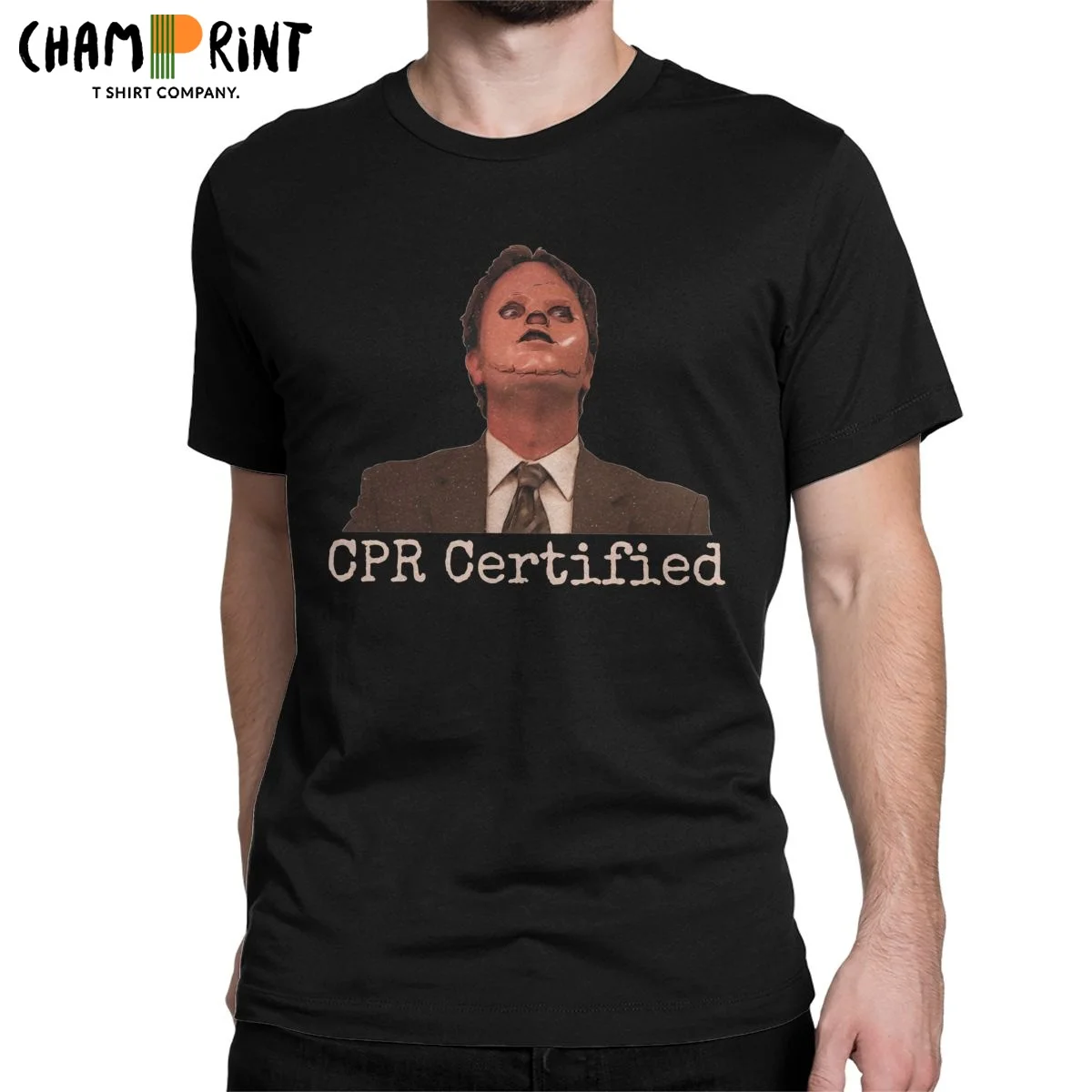 Men's T-Shirts CPR Certified The Office Dwight Schrute Funny Cotton Tees Short Sleeve T Shirt Round Neck Tops Birthday Present