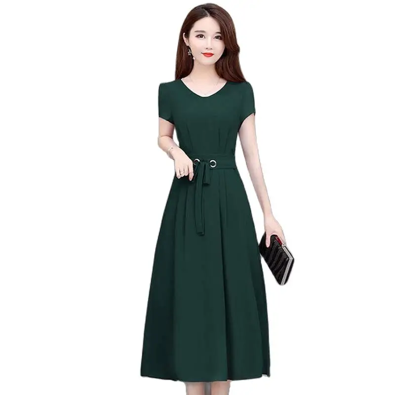 Summer Elegant Short Sleeve waist Frenum belt Through Party Special Lace-up belt Occasion Dresses Vestidos Bodycon Dresses