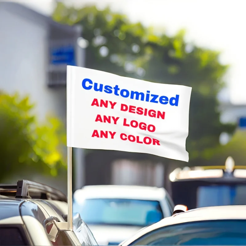 

Customizable Car Flag - Personalize with Your Logo or Design, Patriotic Banner for Sports Events, Parades & Car Decoration