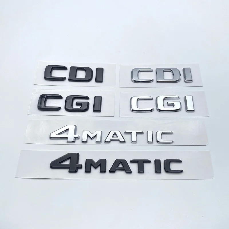 Letters Emblem for  CDI CGI TDI 4Matic Car Styling Trunk Nameplate Logo Sticker Flat Fonts Silver Glossy Black