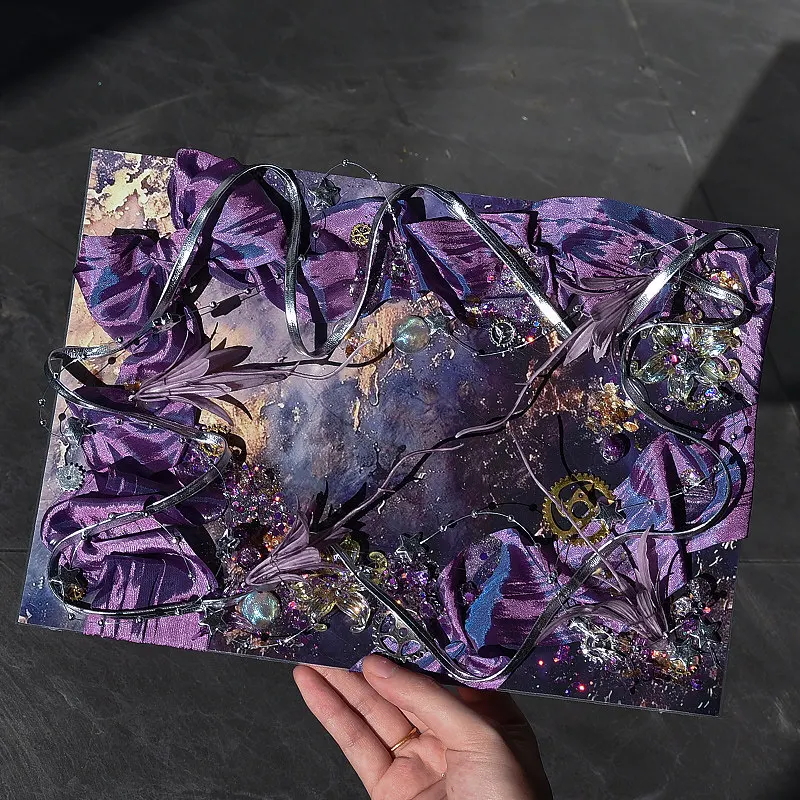 

Purple Flowing Light Purple Ribbon Lace Ita Bag Insert Board Ita Bag Decorations DIY Dark Blue Badge Organizer Board