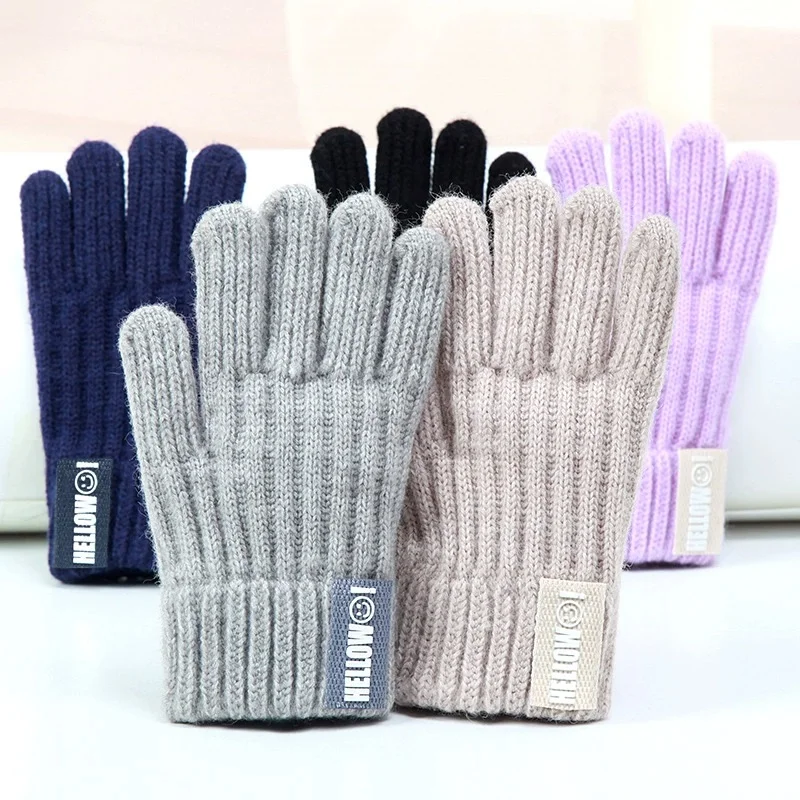 Koreanische kinder Bunte Warme Gestrickte Handschuhe für Jungen und Mädchen Einfache Feste Farbe Wolle Gestrickte Handschuhe für Herbst Winter Handschuh