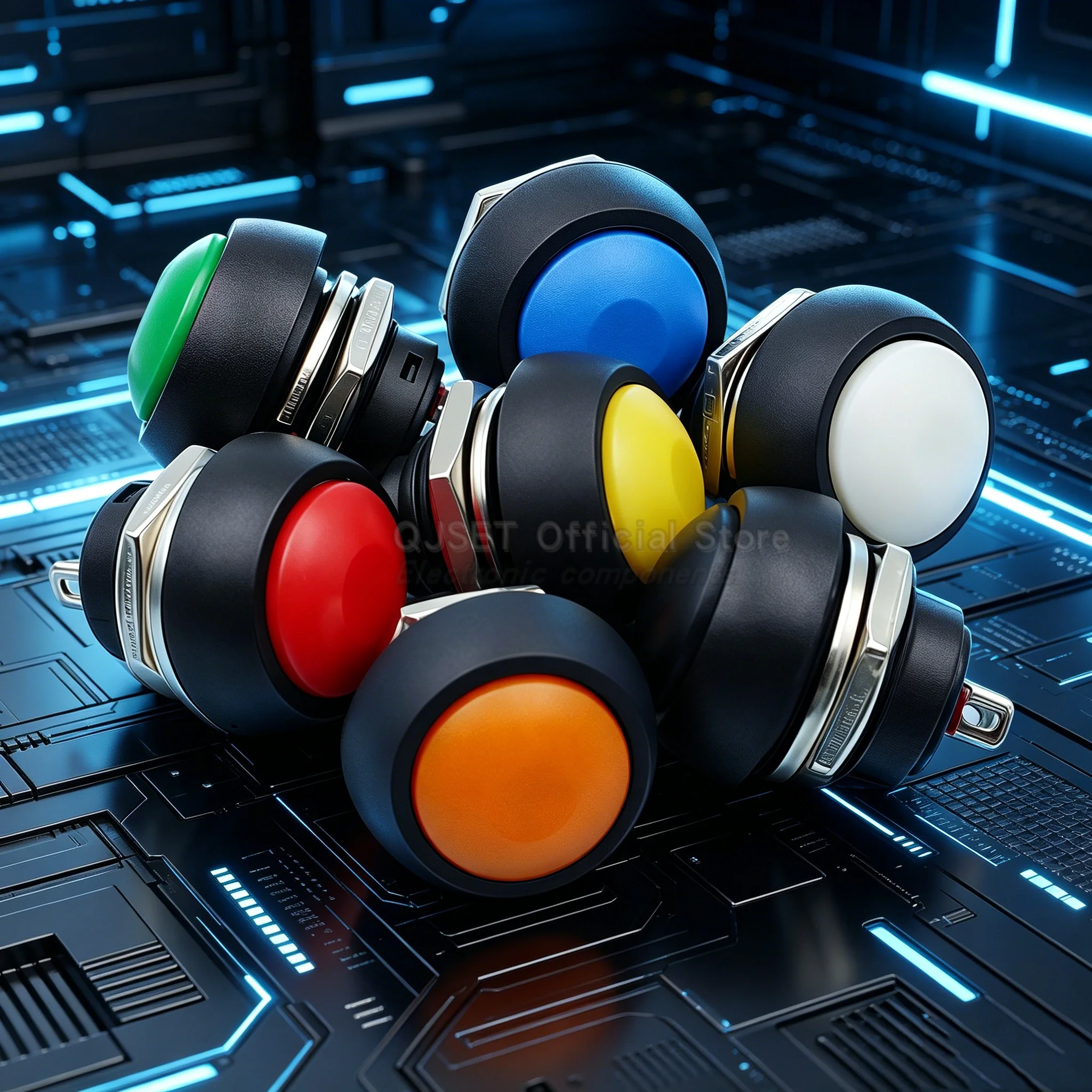 7pcs PBS-33B Kit  Mini Samll Plastic Push Button Round Head ON OFF Momentary Switch 2Pin 12mm Waterproof Power Reset Non-locking