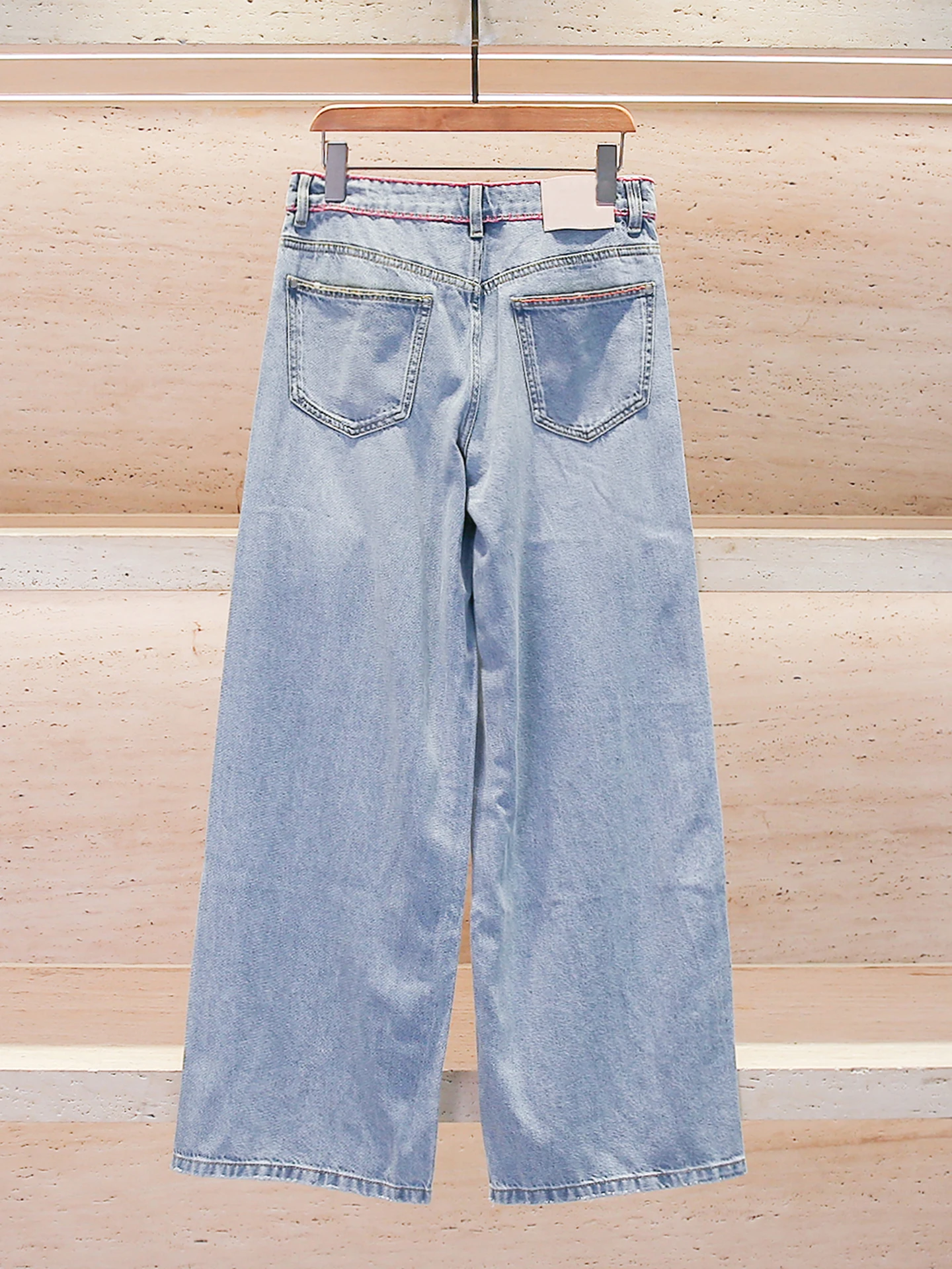 High Waist Wide Leg Denim Jeans Women's Summer Design Floral Embroidery Casual High Waist Wide Leg Jeans Comfortable Fit Blue