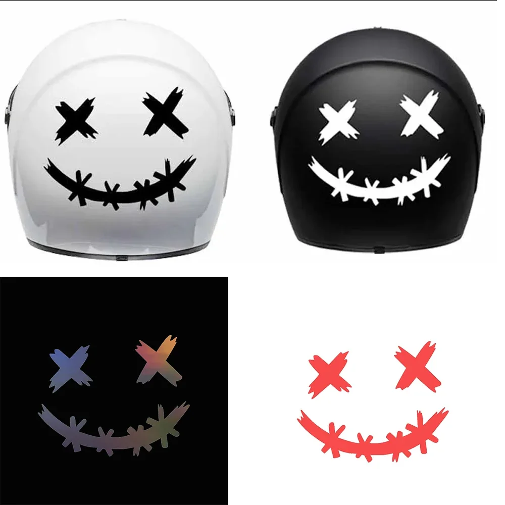 

Waterproof Reflective Stickers for Motorcycle Helmet, Demon Smiling Face Decal, Auto Body Decoration, Car Sticker, Laser