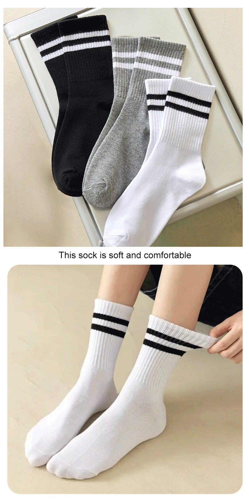 5/6/10 Pairs Women's Mid Socks Solid Color Breathable Comfortable In Autumn Winter Absorbing High-Quality Casual Socks Sports