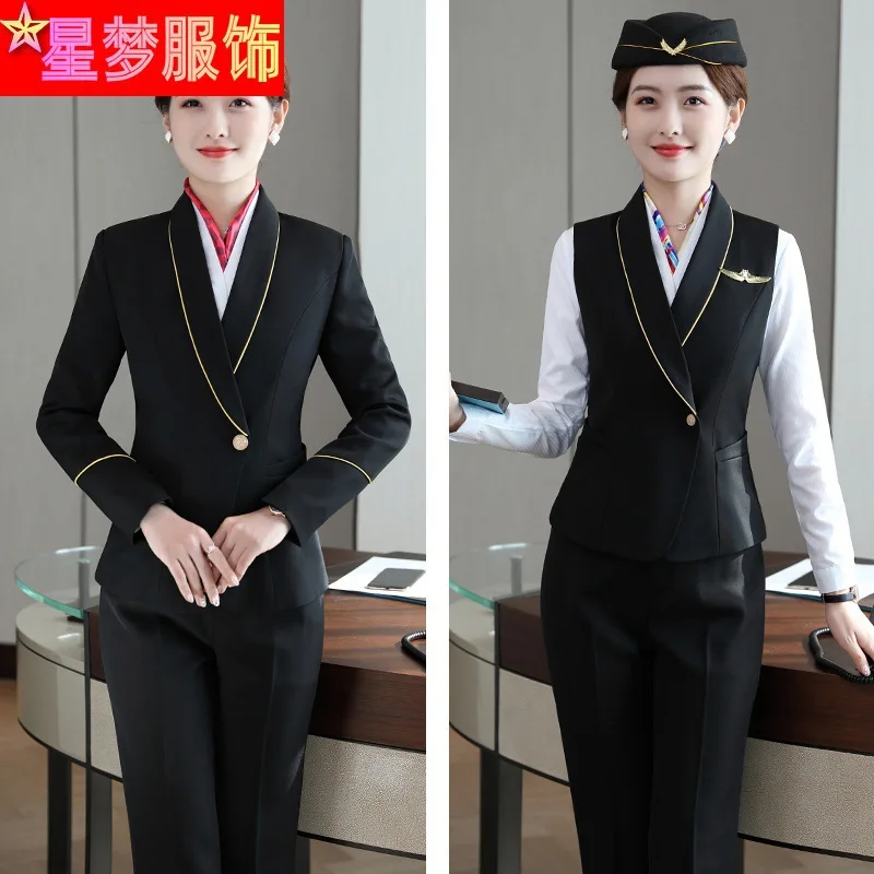 9922 Hotel Kellner Arbeits kleidung Business Wear Weste Anzug formelle Anzug Stewardess Flug begleiter Arbeits kleidung Uniform