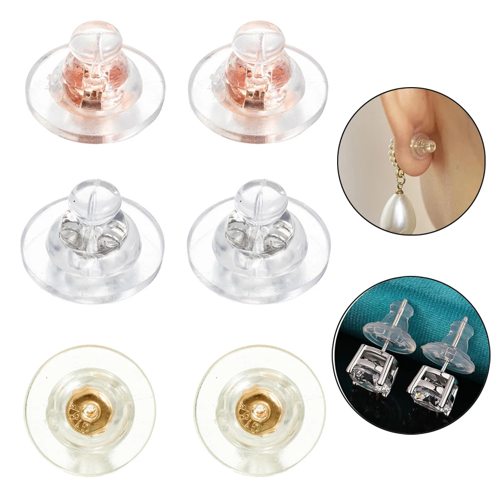 10 sztuk 925 Sterling Silver przezroczyste miękkie silikonowe kolczyki korki do uszu dla majsterkowiczów zatyczki do uszu Cap komponenty do biżuterii akcesoria
