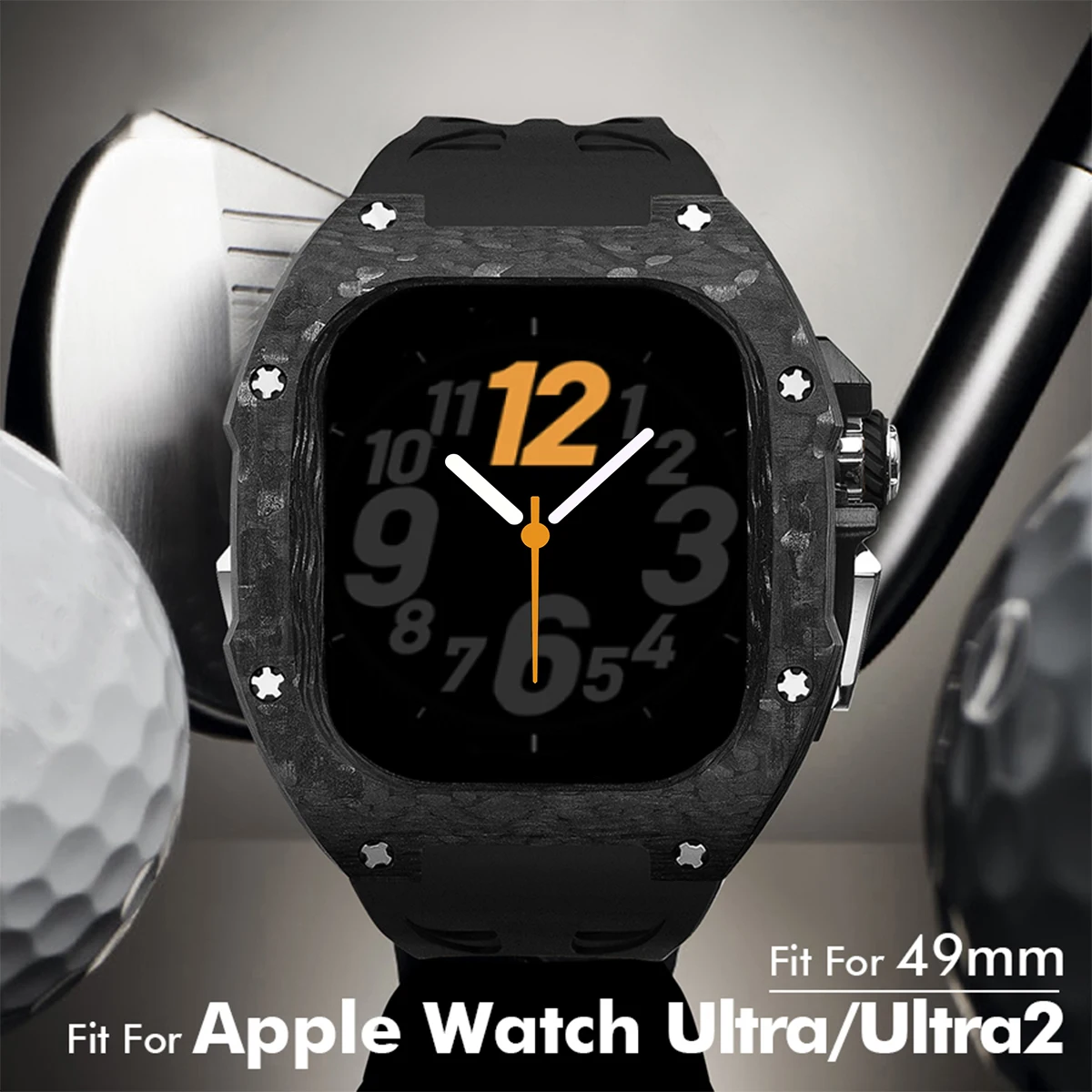 

НОВЫЙ чехол из углеродного волокна для Apple Watch Ultra 3 49 мм, комплект для модификации, роскошный модный защитный комплект, ремешок из фторкаучука для iWatch, комплект для модификации.