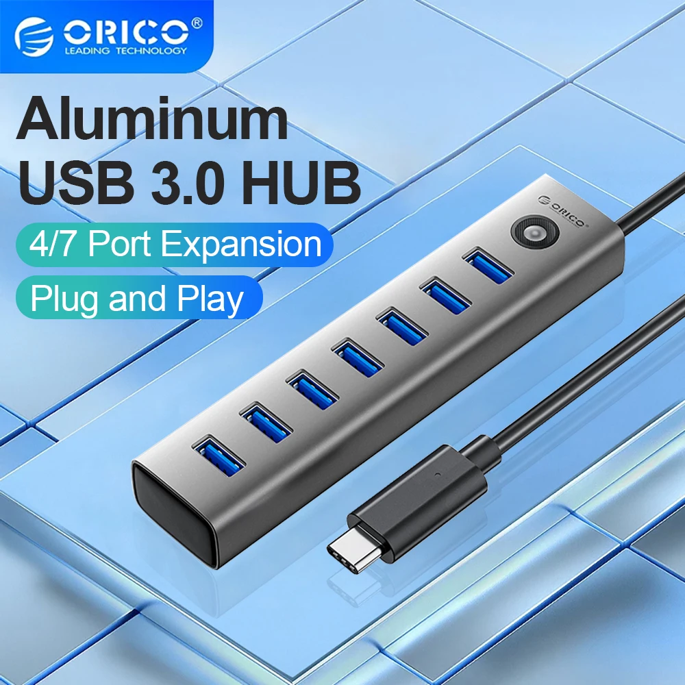 ORICO USB 3.0 Hub 7 Ports USB HUB Splitter Adapter for Mouse Xiaomi MacBook Pro Air Laptop Desktop PC Computer Accessories