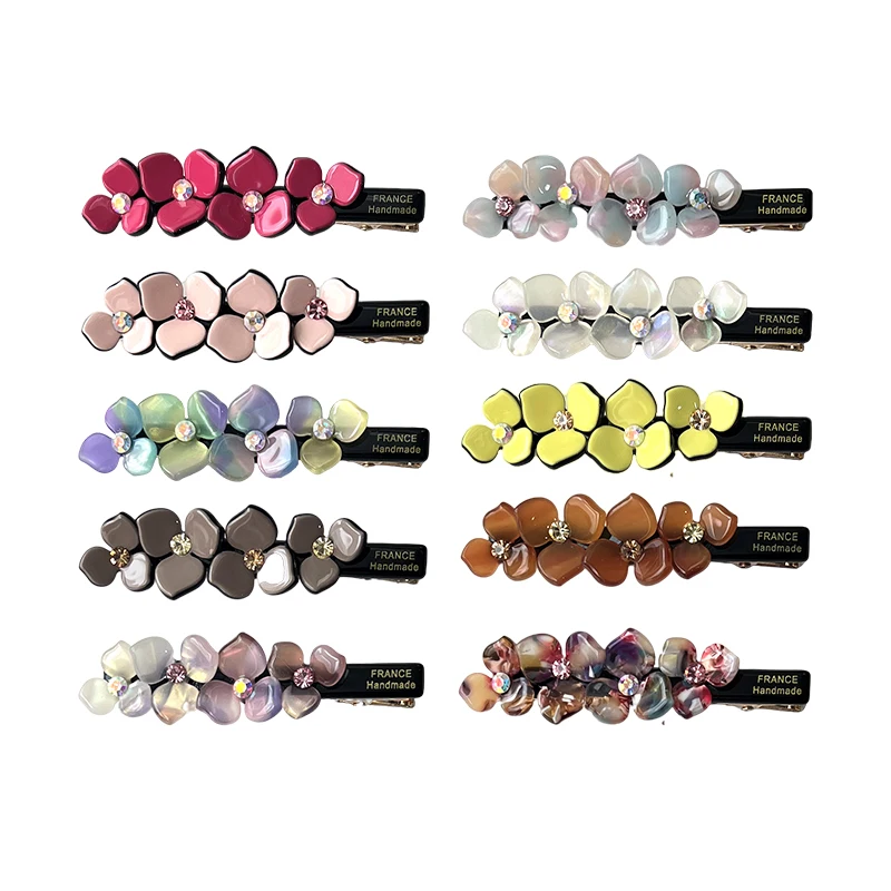 Born such as Summer Flowers ~ South Korea France diamond flower side clip, French style fringe clip duck beak clip