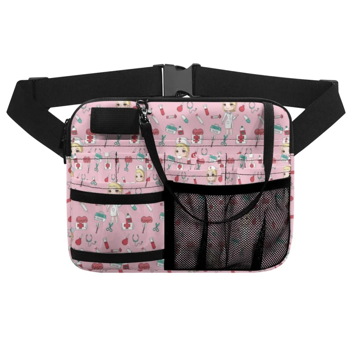 Cartoon Nurse Printing Multi-pocket Women Waist Bag Medical Pack Hospital Work Portable Adjustable Belt Bag Organizer Pouch 2023