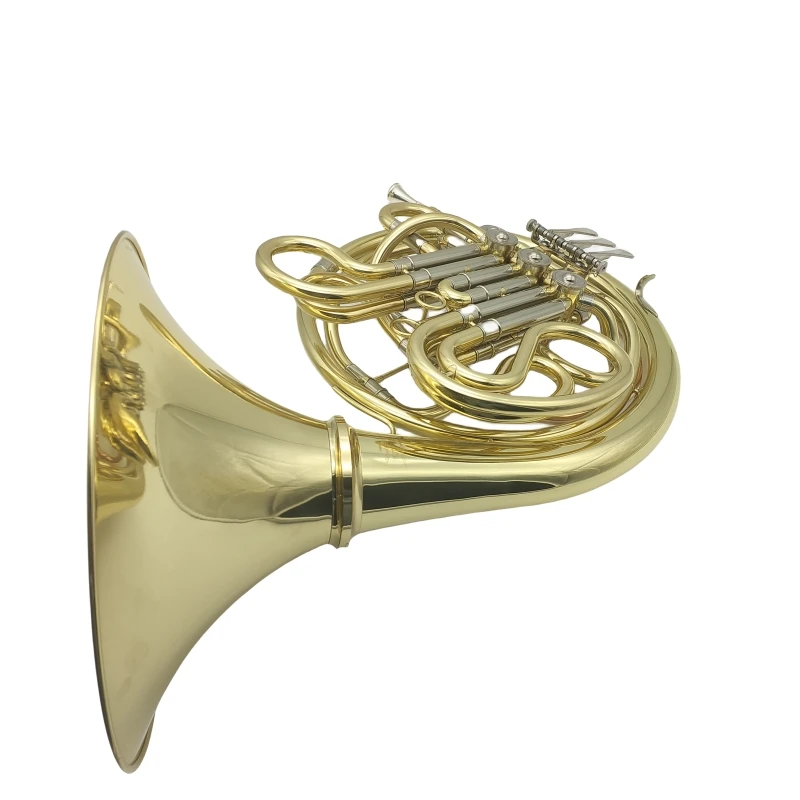 Wholesale Musical Instrument Horn High Quality Professional French Horn Gold Lacquer 4-key Single French Horn