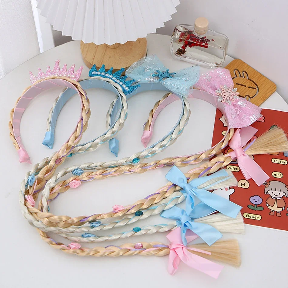 Elsa Cosplay Weaving Braid Tangled Kids Rapunzel Headband Princess Hair Girl Wig Princess Girls Headband Kids Hair Hoop Braided