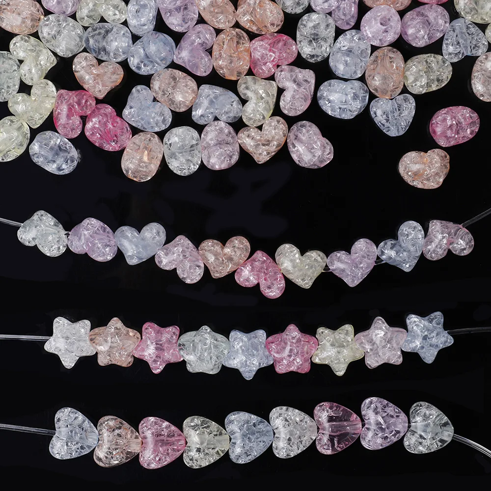 30pcs/Lot  Acrylic Loose Beads Heart Star Shape Space Beads For Jewelry Making DIY Couple Charms Bracelet Necklace Accessories