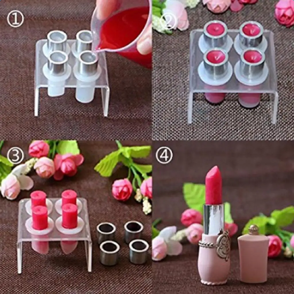 Clear 4 Holes Acrylic Homemade Silicone Lipstick Mould Holder Lip Balm Mold