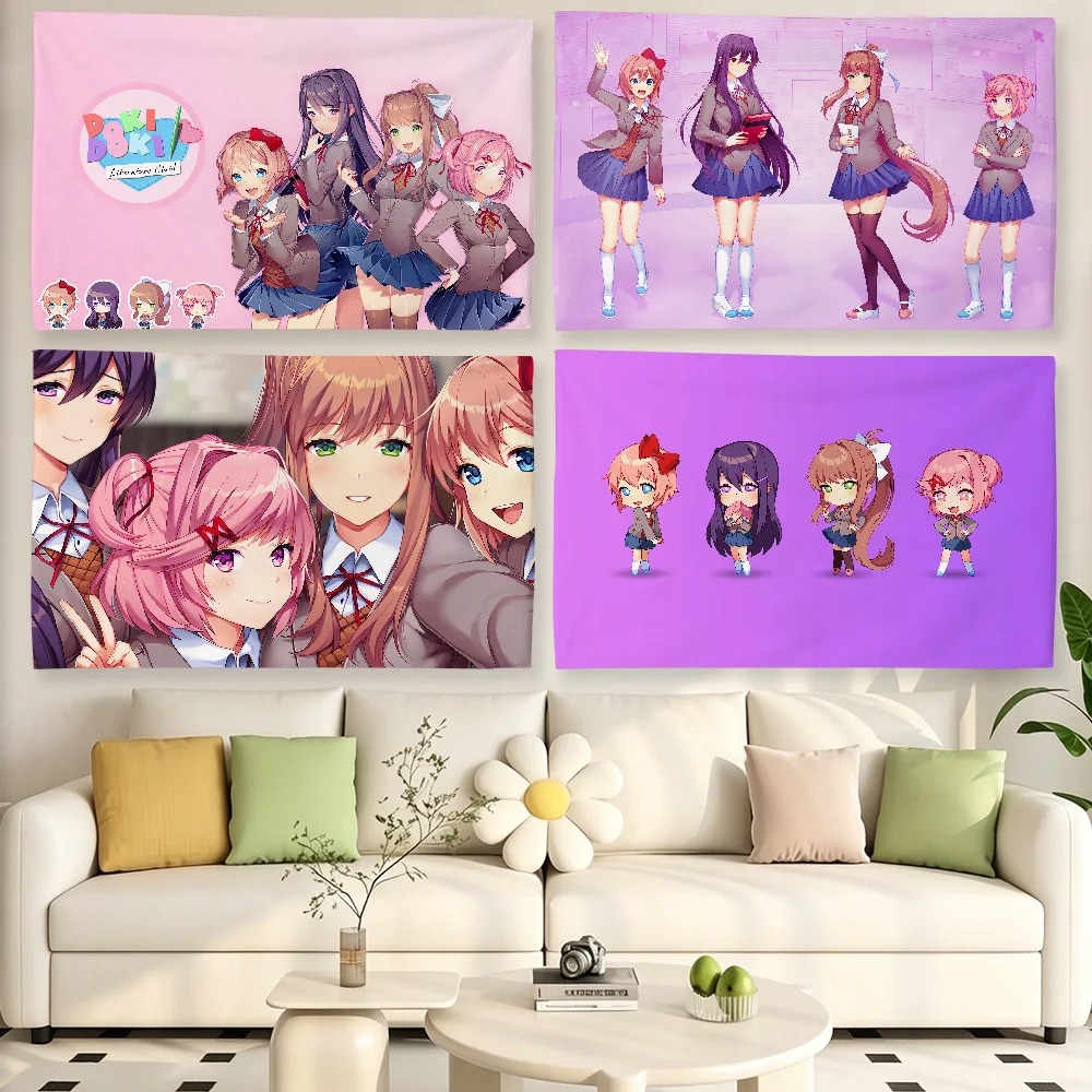 Cartoon Game D-DDLC-Girl Flagge für Wohnzimmer, Zuhause, Wohnheim, Dekoration, Wand, Outdoor, Camping, Party, Banner, Geschenke