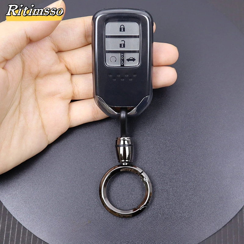 Funda de TPU con 4 botones para mando a distancia de coche, funda para Honda Accord EX EXL Civic Crv Hrv Pilot Ridgeline 2016 -2018 Pocketor