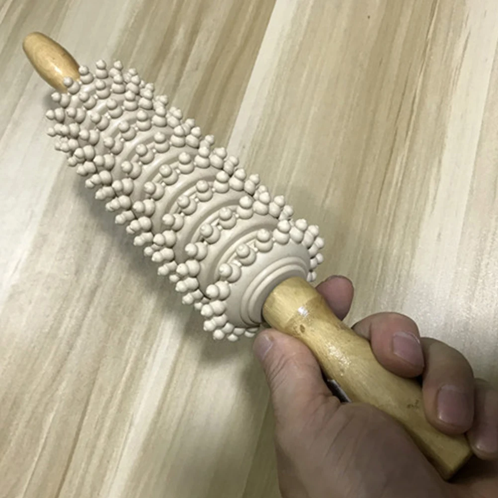 

Wooden Cervical Back Massager Eco Friendly Durable Brown Roller Design Muscle Relaxation Abdominal Preserving