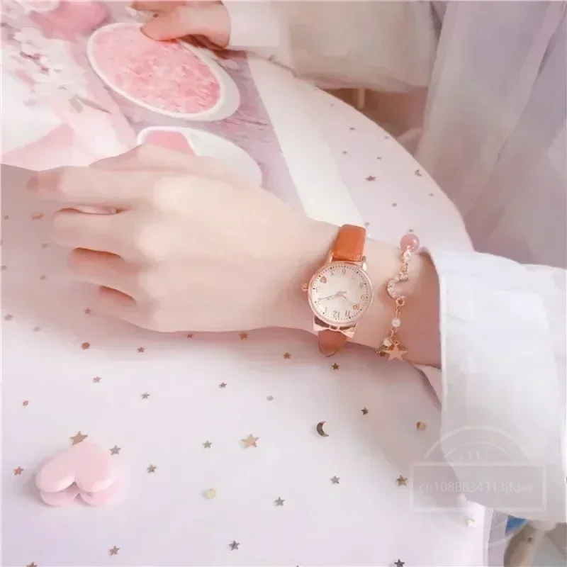 Ensemble de montres à cadran numérique Love pour enfants, bracelet en cuir, montres à quartz pour enfants, horloge pour filles, mode