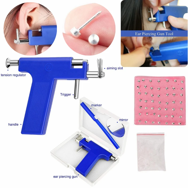 Professional Ear Piercing Gun Tool Set Professional Ear Piercing Gun Tool Set 98pcs Ear Studs Steel Ear Nose Navel Body Piercing