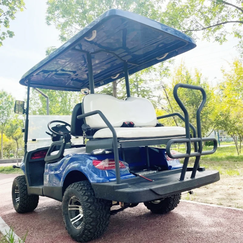 4 Seater 72V Off-Road Electric Golf Cart 10 Inch Display Club Car With Lithium Battery 12-Inch Off-Road Tires Upholstered Seat