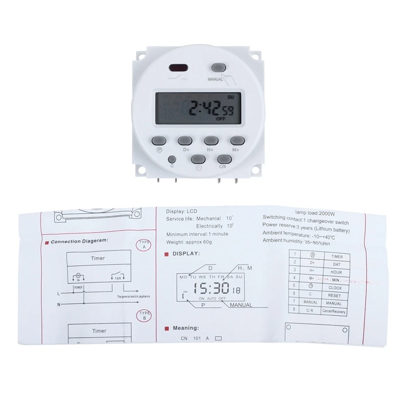 New-3X DC 12V Digital LCD Power Programmable Timer Time Switch Relay 16A Amps