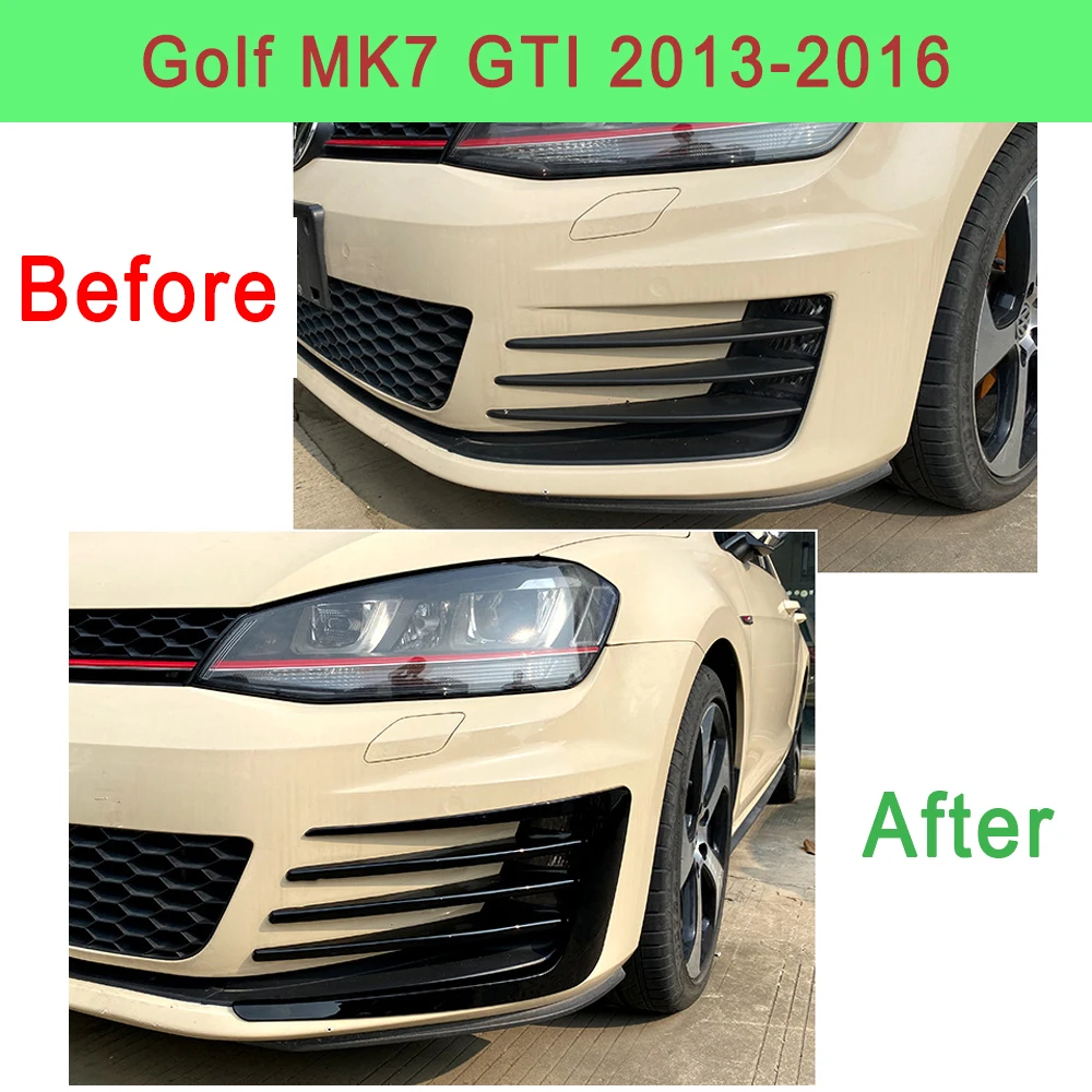 Car Front Bumper For Golf MK7 2013 2014 2015 2016 Car Front Bumper Fog Light Grilles Bumper Lip Splitter Grille Cover