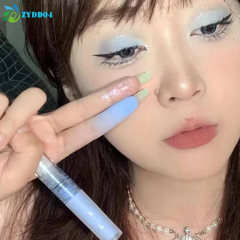 ● كابوفيني 2 في 1 ظلال عيون سائلة زرقاء وخضراء غير لامعة ترتر بيرليسسينت مكياج عيون أداة تفتيح دودة القز الكذب