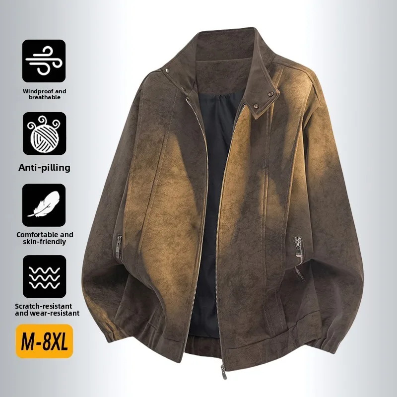 

Мужская замшевая куртка, повседневная рабочая одежда, топ в американском стиле ретро, осеннее новое поступление, верхняя одежда, ветрозащитная кожаная куртка из полиэфирного волокна