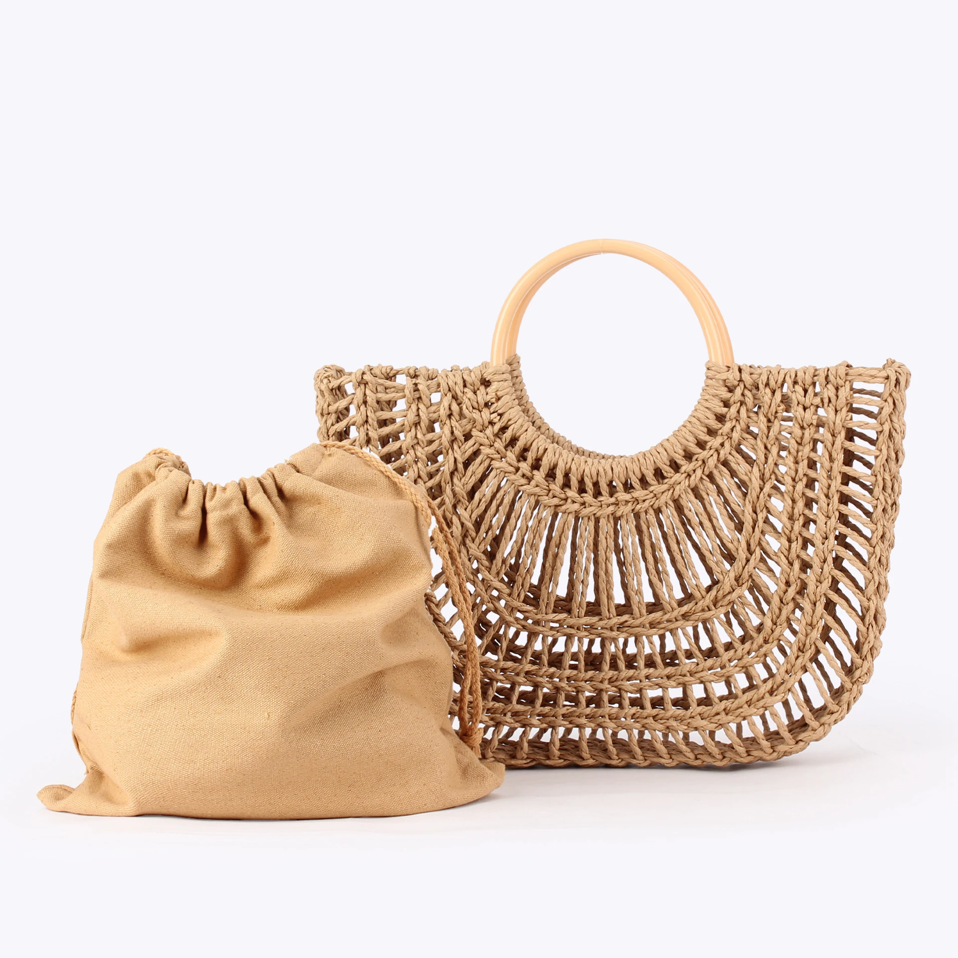 Handmade Half-Round Woven Straw Bag Summer Women Messenger Crossbody Bags Woven Beach Handbag New