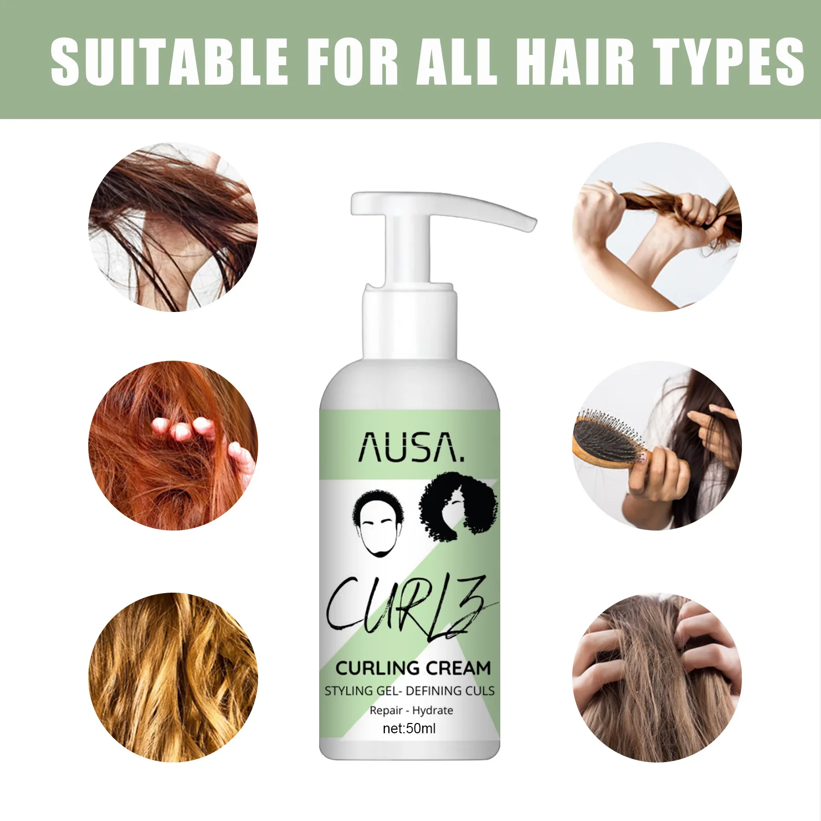 Curly Elastin Moisturizing Styling Fluffy Elastic Strong Hair Smoothing Frizz Conditioning Lockiges Elastin curly hair products