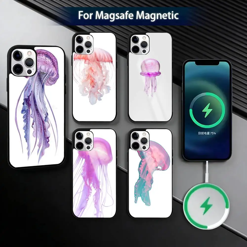 

Fashion Pink J-jellyfish Phone Case For iPhone17,16,15,14,13,12,11 Plus,Pro Magnetic with Magsafe Wireless Charging