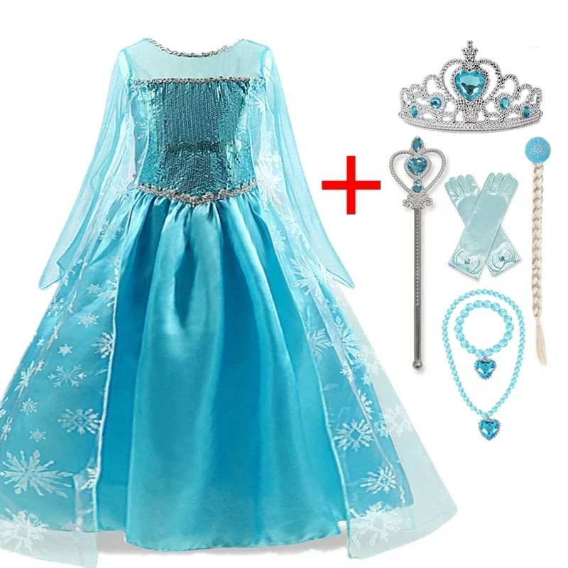 3-10Years Girls Princess Dress Snow Queen Rhinestones Costume Kids Sequins Dresses Halloween Party Carnival Children Cosp CMM221