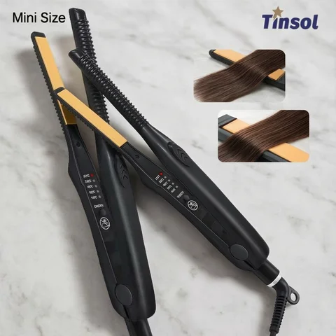 2-in-1 Mini Hair Straightener Curling Iron Professional Ceramic Short Flat Iron for Women & Men Beard Straightener