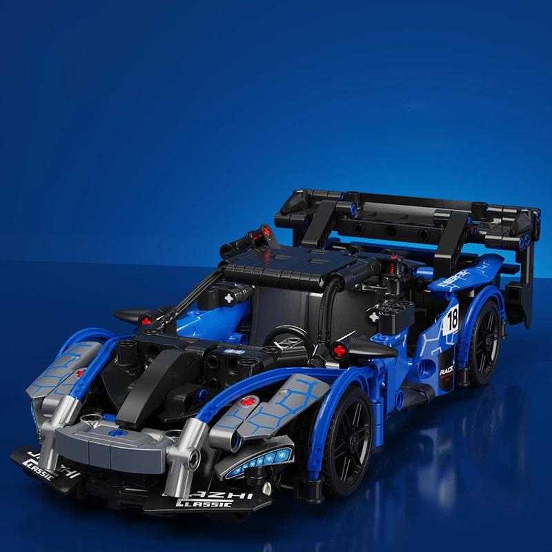 Technical 1:18 Scale Super Sport Car Senna GTR Building Block Racing Bricks Model Pull Back Vehicle Supercar Toys For Gifts