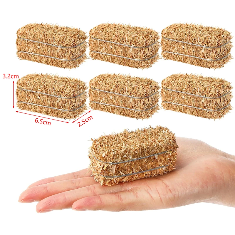 6pcs Miniature Farm Haystack Stackable Fake Hay Blocks Dollhouse Decoration Mini Hay Bales Rustic