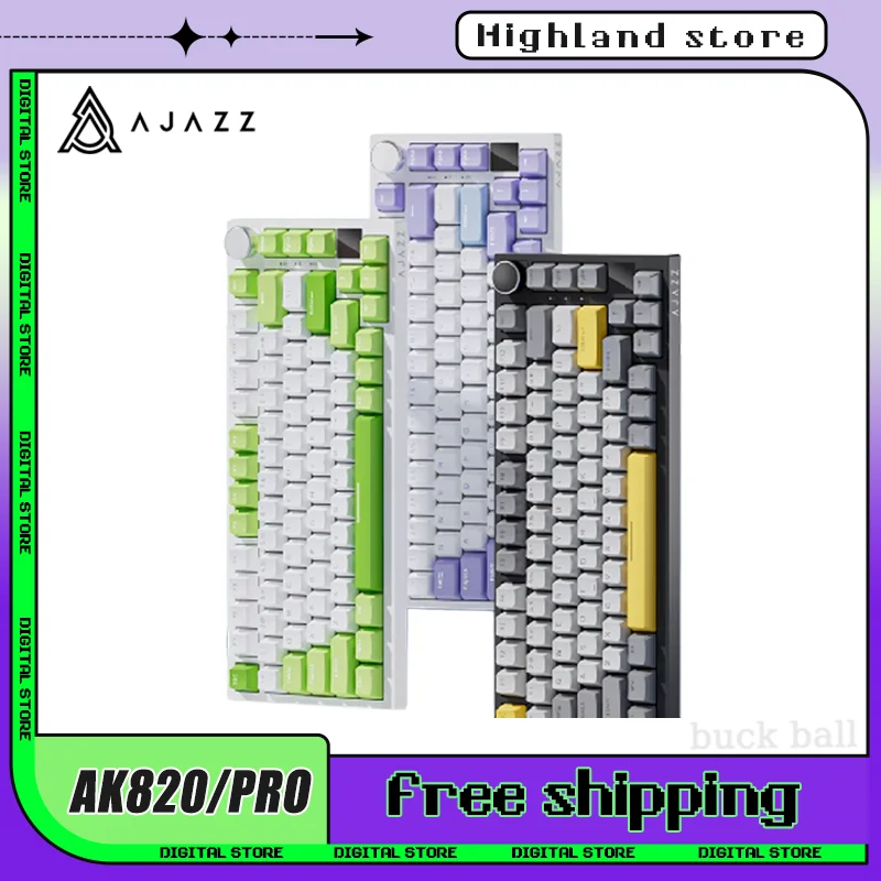 

Ajazz AK820 Pro 3 Mode Mechanical Keyboard Gasket Gaming Keyboard Hot Swap Bluetooth 2.4G Keyboards RGB Customize Gamer Keyboard