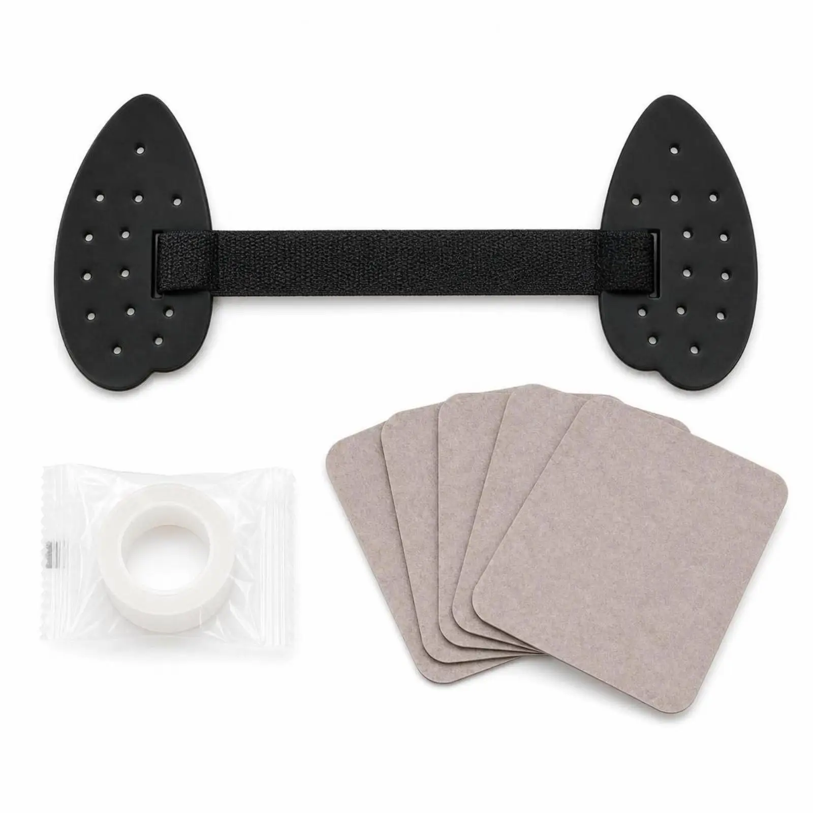 Dog Ear Training Support with Two Black Perforated Ear Pads and Central Strap for Proper Alignment and Shaping