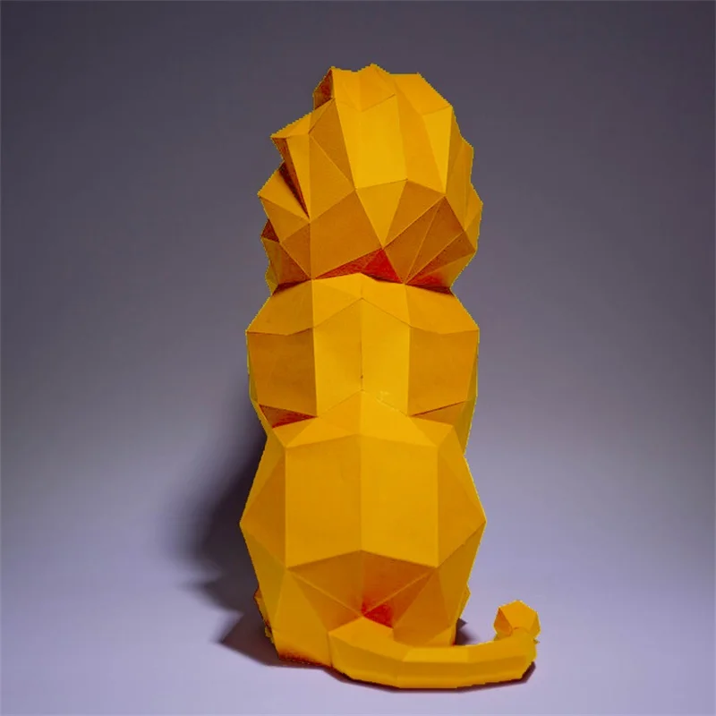 45cm 사자 종이 모형 홈 데코 복도 장식품 방 장식 종이공예 3D DIY 수제 창의적 장난감 저폴리 조각