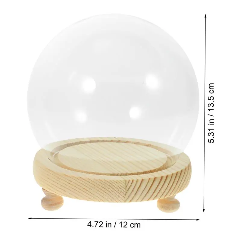 1 Empty Glass Dome Wooden Base Miniature Glass Display Dome Round Dome Glass Display Case with Base