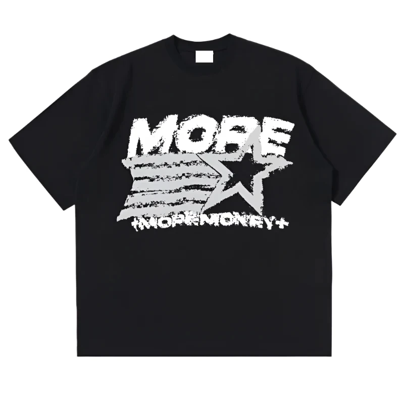 Short Sleeve T-Shirt Men Women Distressed Graffiti Graphic Tee Vintage Y2K Streetwear Casual Loose Fit Top