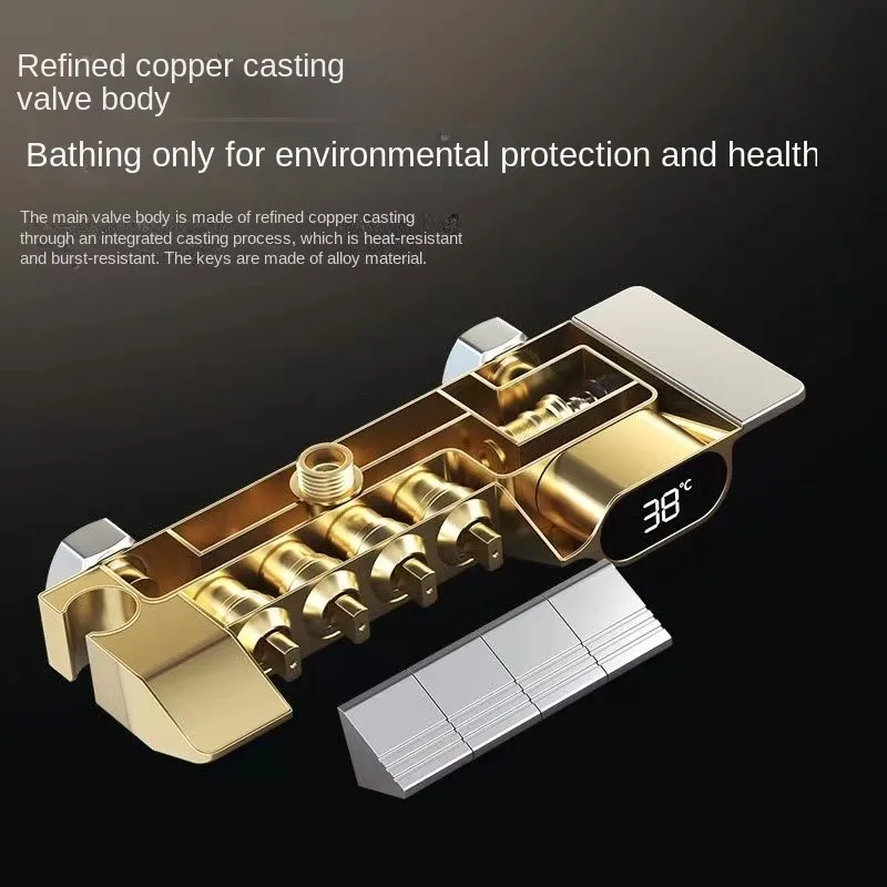 Imagem -02 - Conjunto de Chuveiro Display Digital Led Chaves de Piano de Latão Sistema Quente e Frio Modos de Saída Luxo Montado na Parede Banheiro